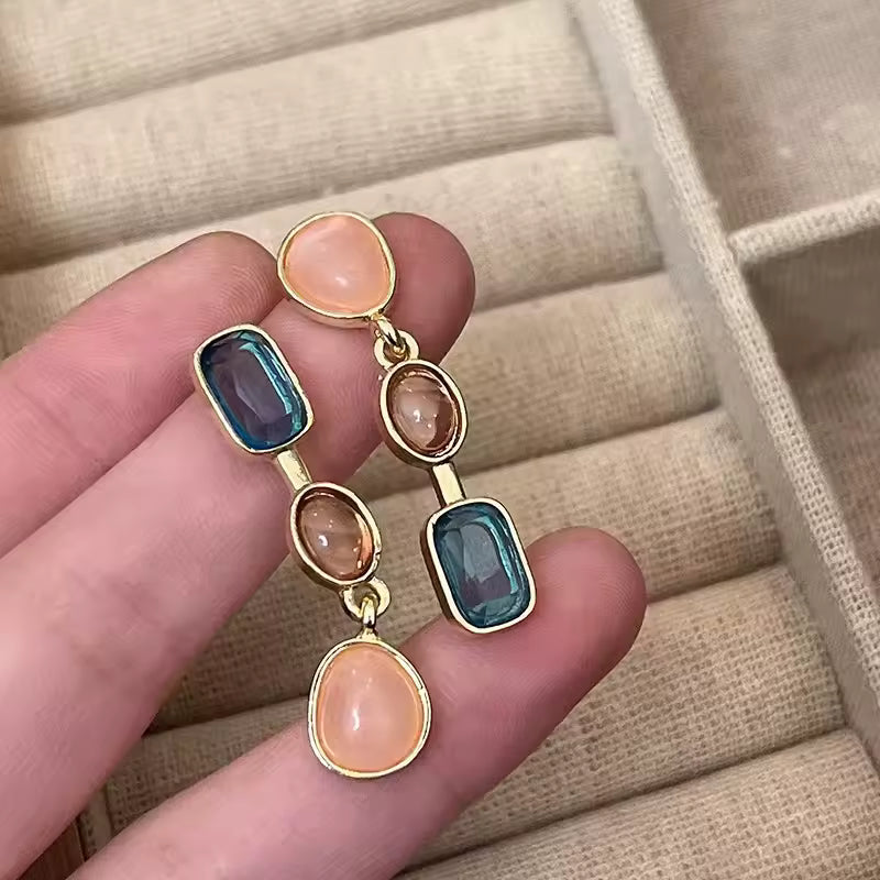 Minimalist Color Block Drop Earrings. Lightweight Trendy Fashion Jewelry.