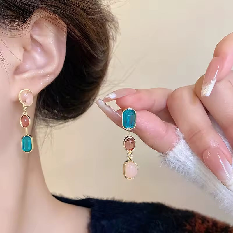 Minimalist Color Block Drop Earrings. Lightweight Trendy Fashion Jewelry.