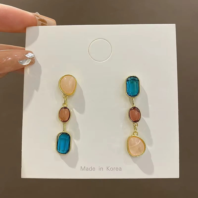 Minimalist Color Block Drop Earrings. Lightweight Trendy Fashion Jewelry.